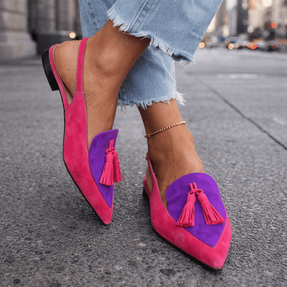 Mules Femme Similicuir Pompons Style Classique