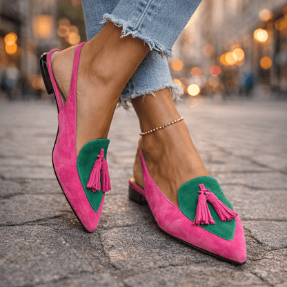 Mules Femme Similicuir Pompons Style Classique - PanierRoyale