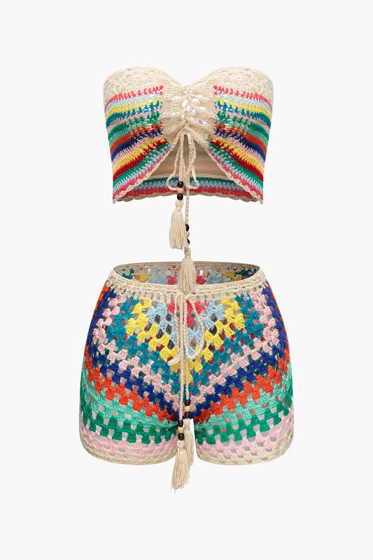 Ensemble Boho Bustier et Shorts de Plage - BerlinGlamour