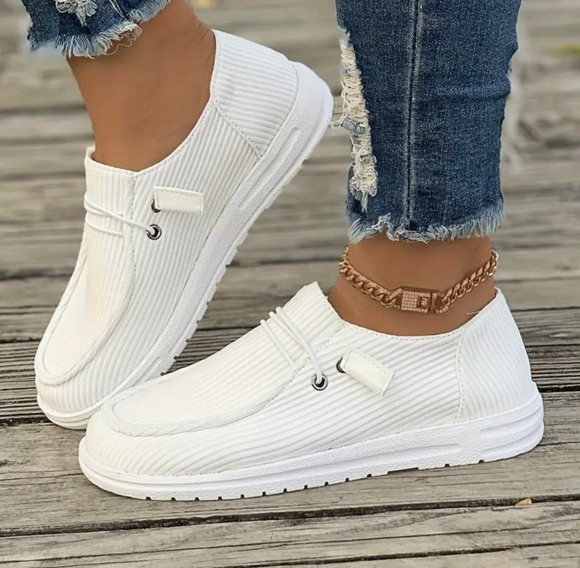 Chaussures femme décontractées toile blanche légère et confortable - PanierRoyale