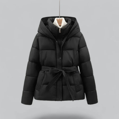 Parka Féminine À Capuche avec Ceinture Adjustable
