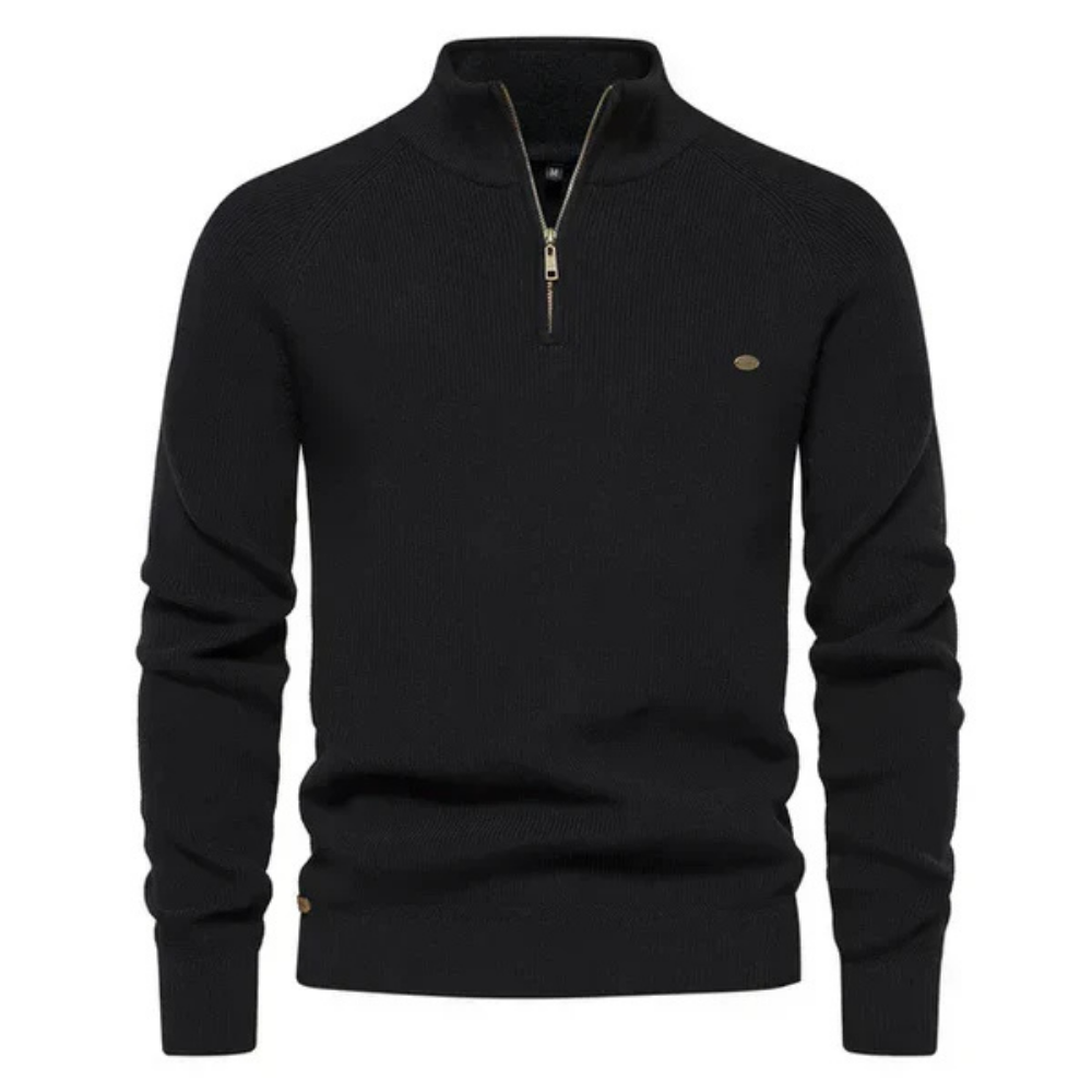 Pull Homme Noir Zippé Sport Chic - PanierRoyale