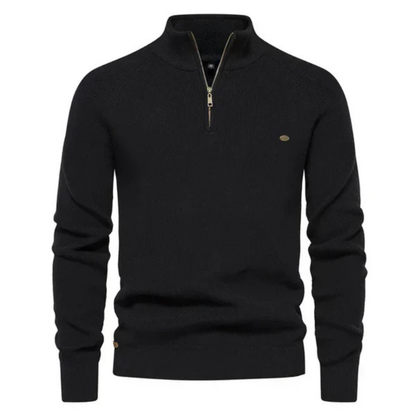 Pull Homme Noir Zippé Sport Chic - PanierRoyale
