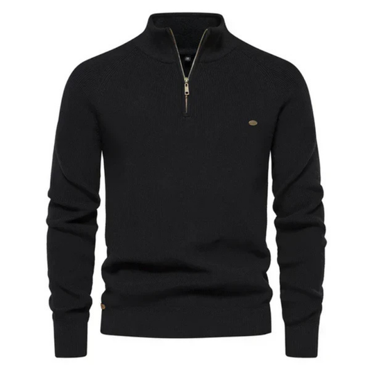 Pull Homme Noir Zippé Sport Chic - PanierRoyale