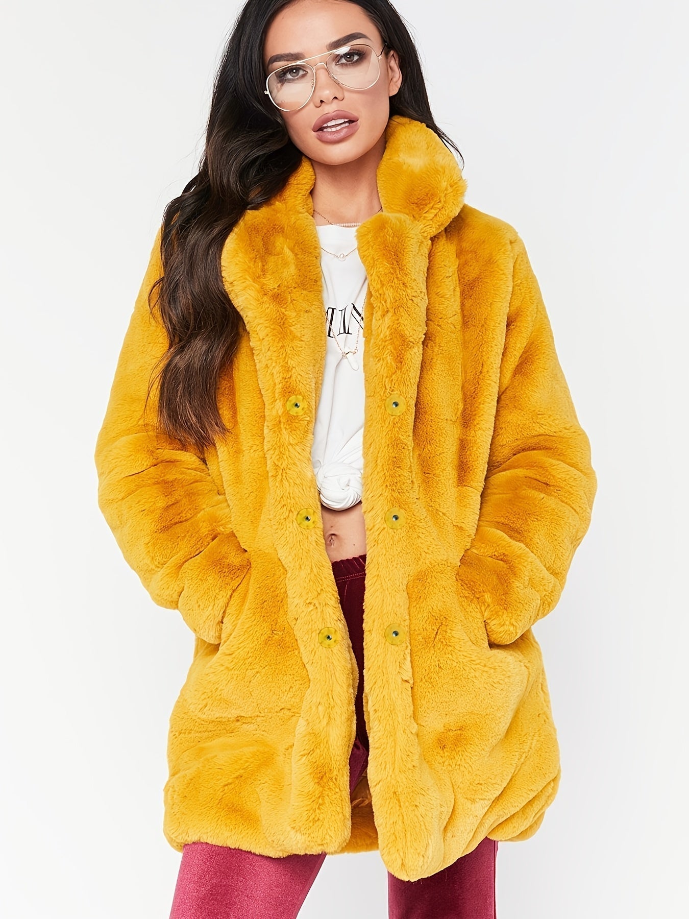 Manteau Femme Mi-Long Hivernal avec Poches et Fermeture Éclair