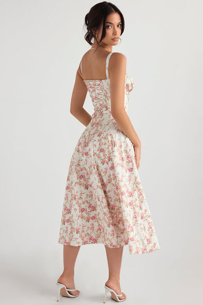 Robe Fuchsia Courte Taille Évasée Féminine