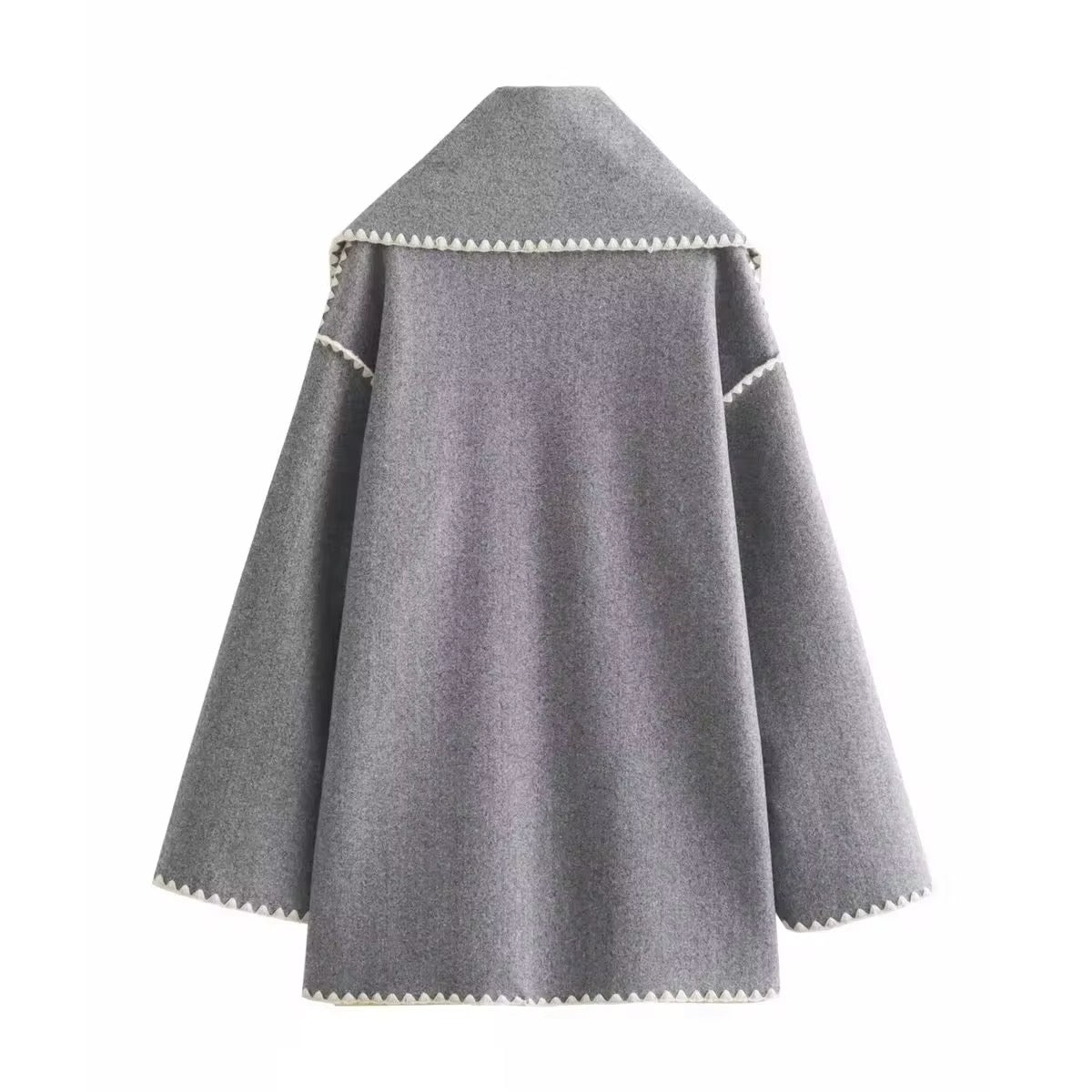 Manteau Femme Laine Tweed Col Rond Coupe Ample