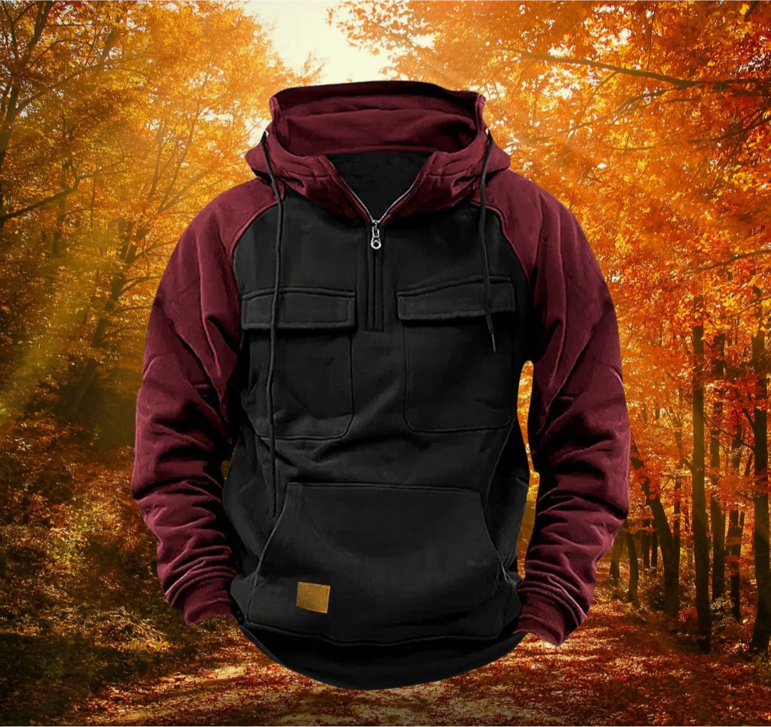 Sweat à Capuche Homme Zip avec Poches et Manches Longues