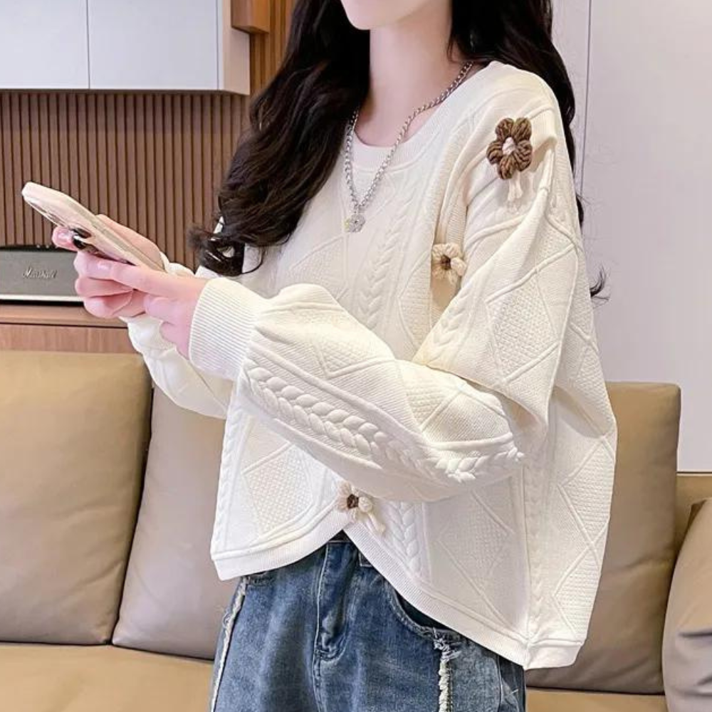 Pull Fleuri Femme Élégant et Doux - PanierRoyale