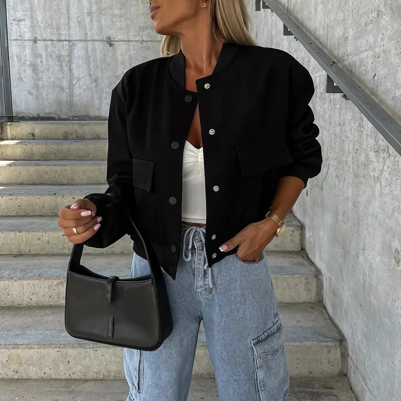 Veste Blouson Femme Chaud avec Manches Longues et Poches