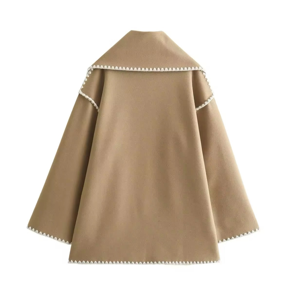 Manteau Femme Laine Tweed Col Rond Coupe Ample