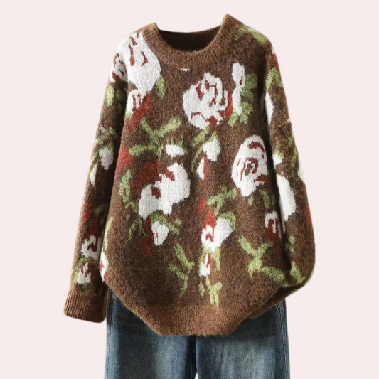 Pull Femme Tricot Fleuri Chic et Élégant - PanierRoyale