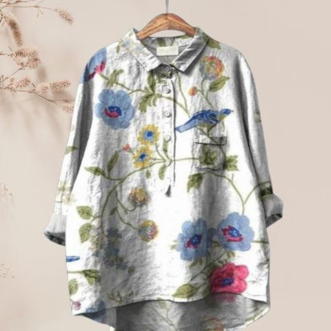 Chemisier femme en soie imprimé floral chic