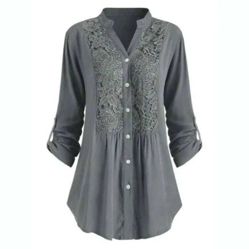 Chemisier Femme Manches Bouffantes Col Rond Élégant