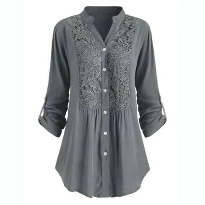 Chemisier Femme Manches Bouffantes Col Rond Élégant