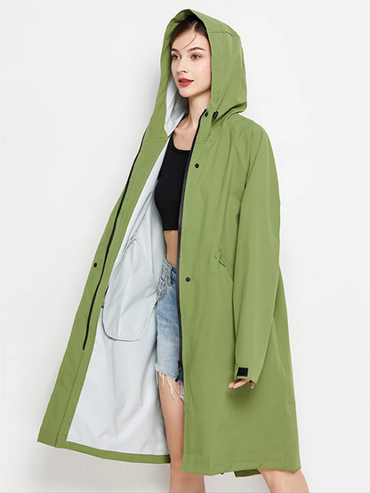Veste Imperméable Femme Légère avec Capuche et Poches Réglables