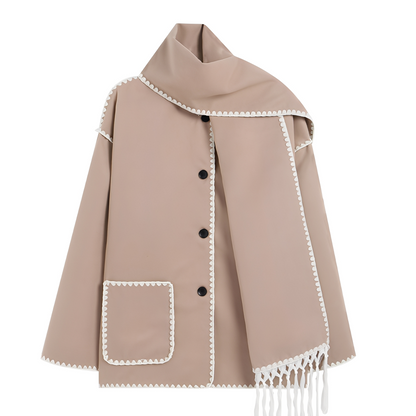 Manteau Femme Hiver Laine Douce avec Écharpe Incluse