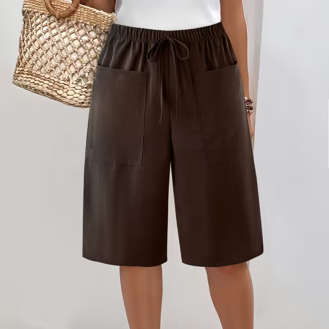 Short long femme Coton Poches Cordon Ajustable