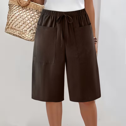 Short long femme Coton Poches Cordon Ajustable