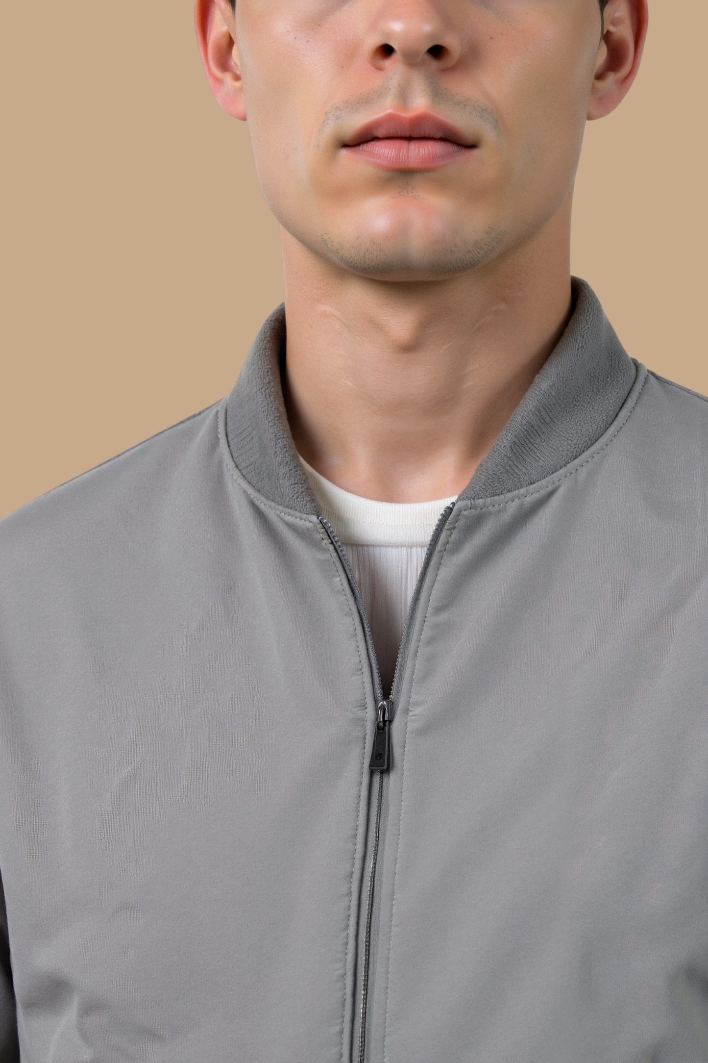 Veste Bomber Homme Noir et Gris Cuir