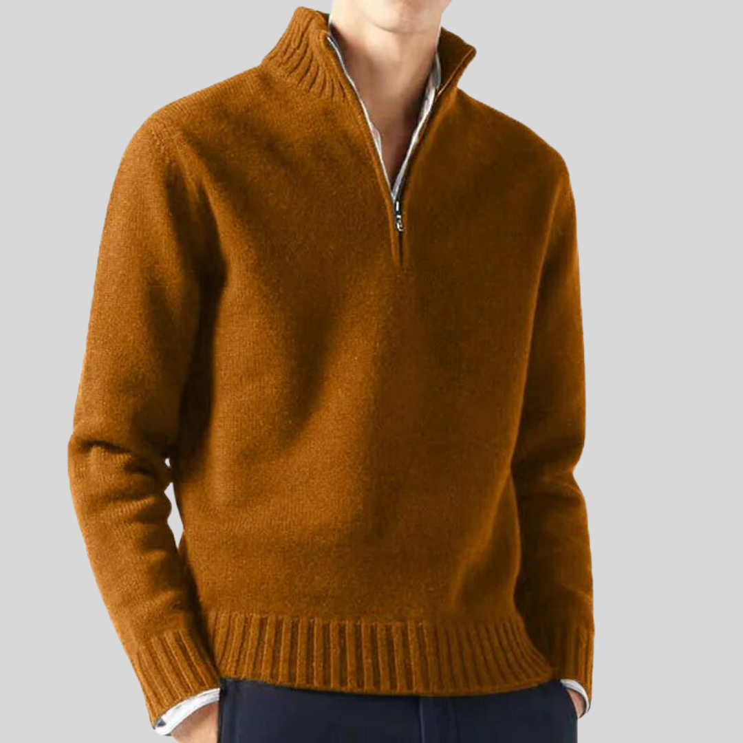 Pull Luxe à Fermeture Éclair Mi-Hauteur