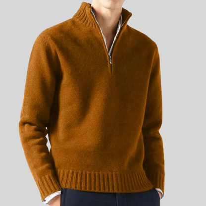 Pull Luxe à Fermeture Éclair Mi-Hauteur