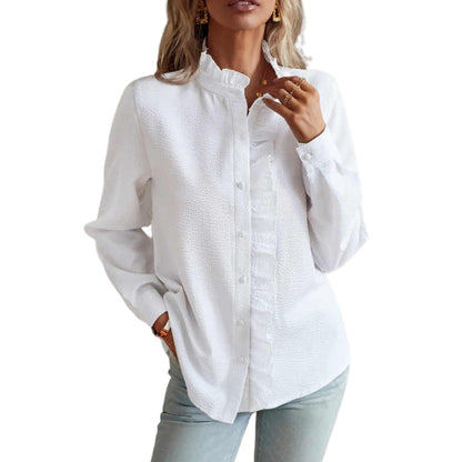 Blouse Chic à Manches Longues avec Dentelle Noir