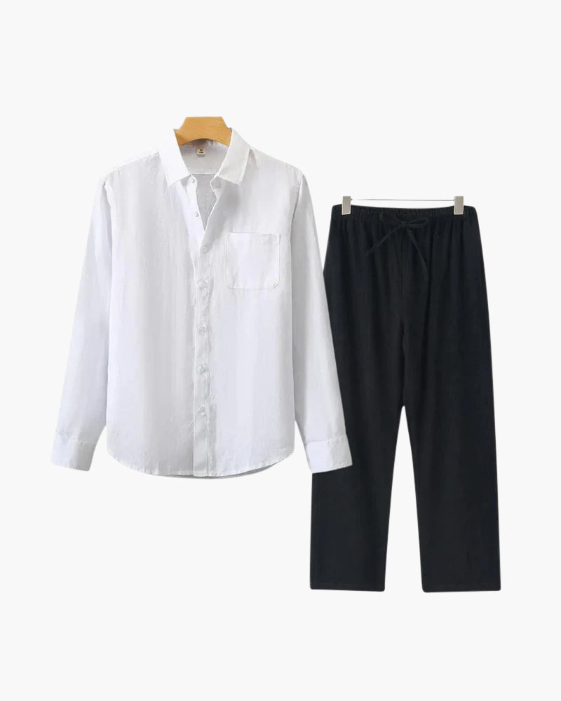 Costume Homme Lin En 2 Pièces Été Décontracté