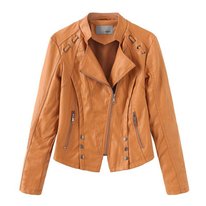 Blouson Moto Femme Noir Cuir Élégant