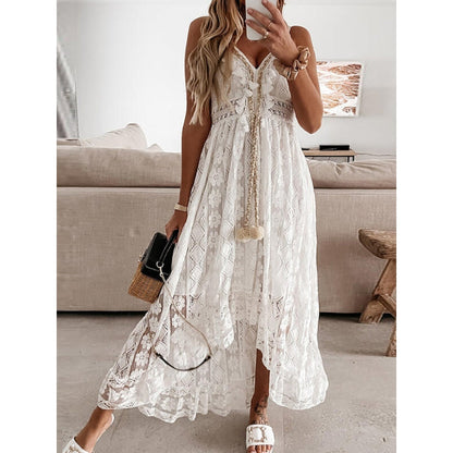 Robe Soirée Longue Décolleté Plunging avec Bretelles Réglables - PanierRoyale