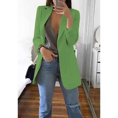 Veste Femelle Bleu Clair Détendue à Manches Longues