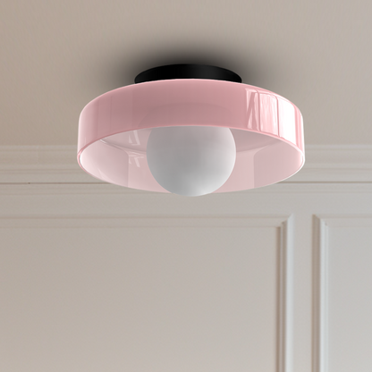 Lampe Plafond Élégante Rose avec Abat-Jour Verre Clair - PanierRoyale
