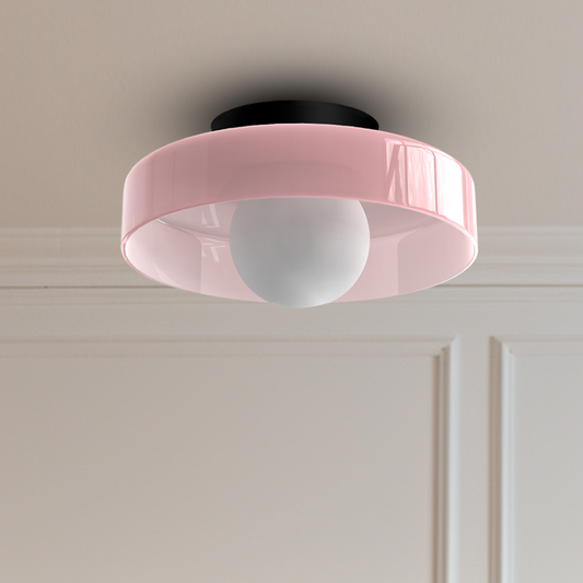 Lampe Plafond Élégante Rose avec Abat-Jour Verre Clair - PanierRoyale