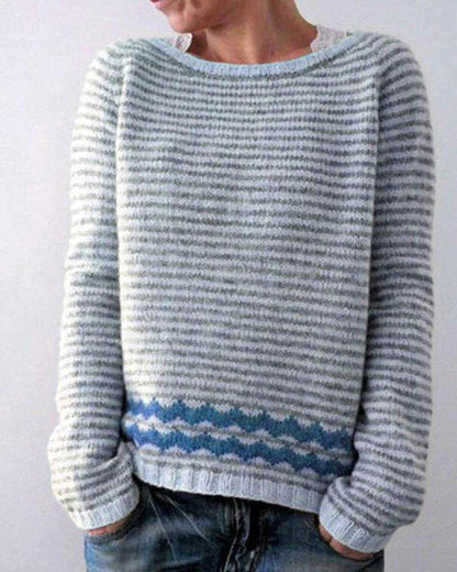 Pull Femme Laine Mélangée Marine Floral