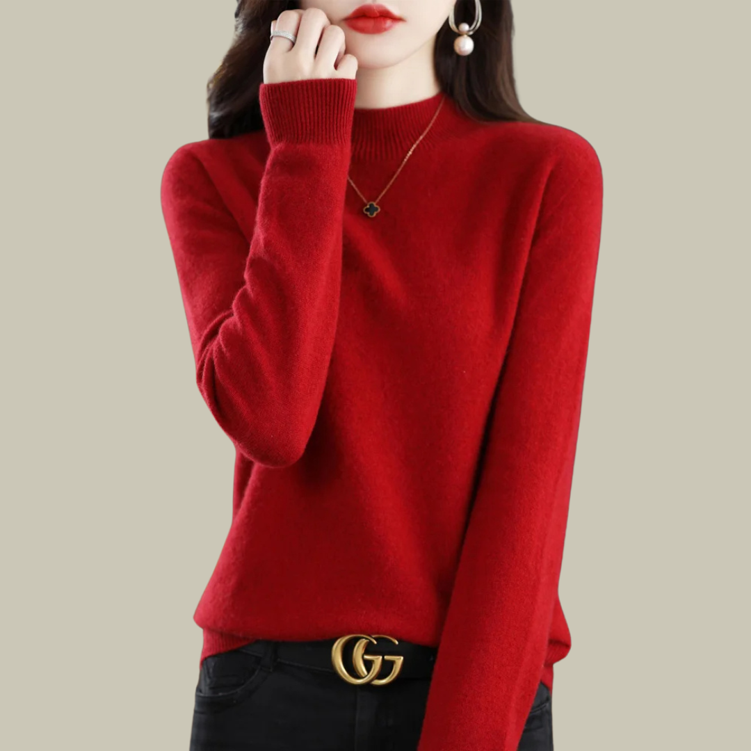 Pull Femme Col Rond en Laine Mérinos Chaud pour Hiver