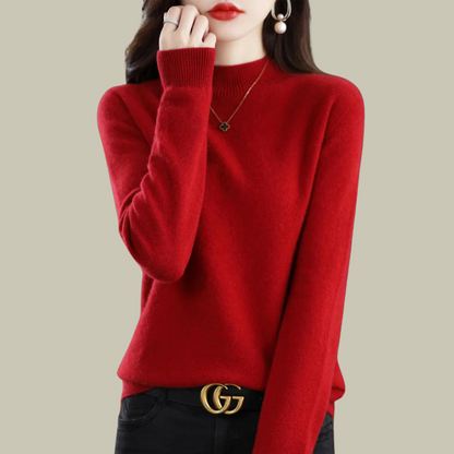 Pull Femme Col Rond en Laine Mérinos Chaud pour Hiver