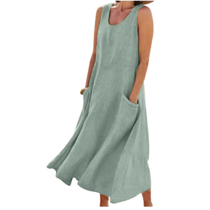 Robe Décontractée Été sans Manches avec Poches
