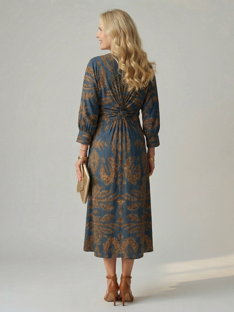 Robe Midi Femme Coupe Croisée Taille Cintrée