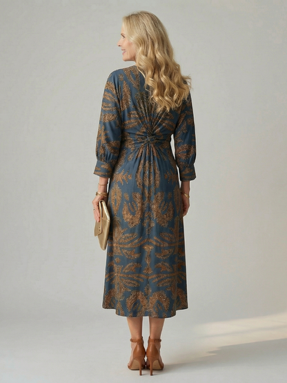 Robe Midi Femme Coupe Croisée Taille Cintrée