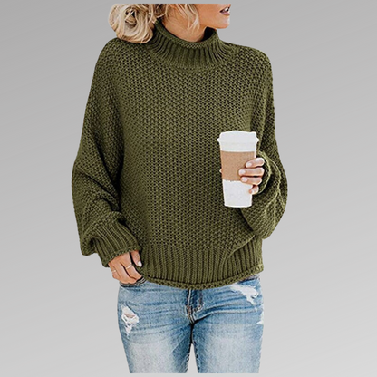 Pull Femme Tricoté Coloré Col Roulé Élégant