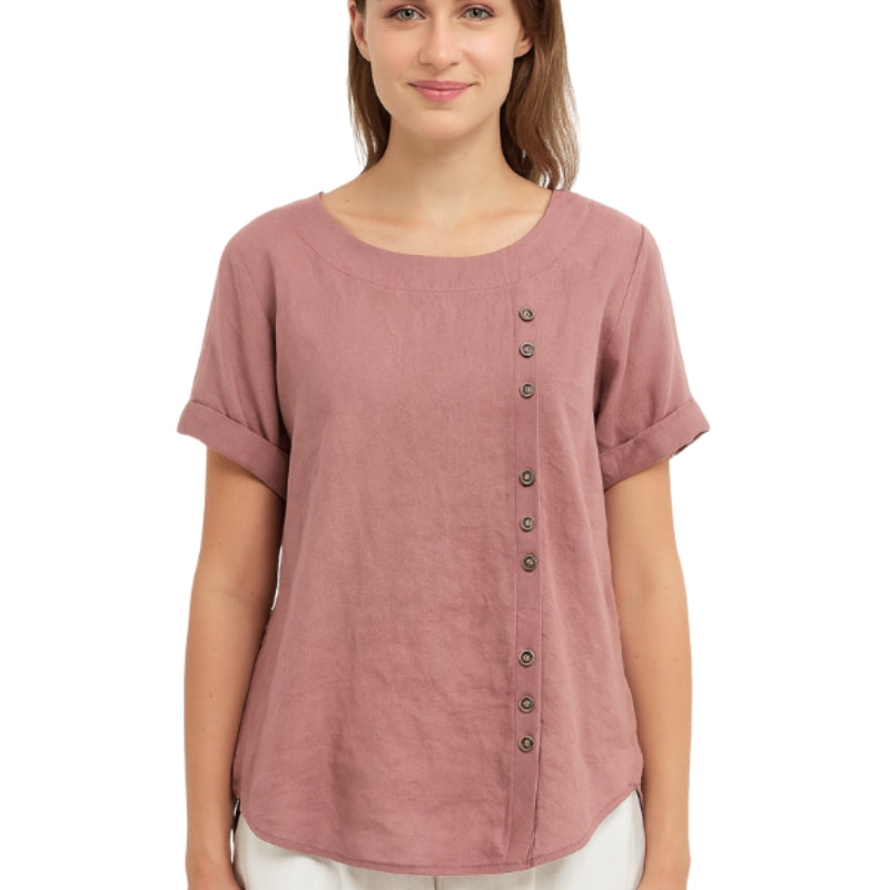 Blouse Femme Élégante Manches Courtes Boutons Avant - PanierRoyale