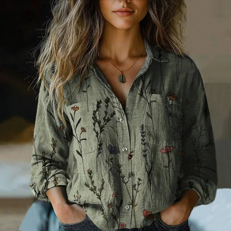 Blouse Été Florale - Blouse Légère Col V Manches Courtes