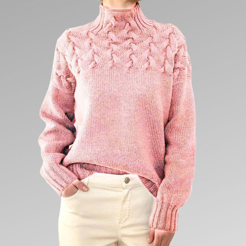Pull Femme Laine Mérinos Brun Col Rond Élégant