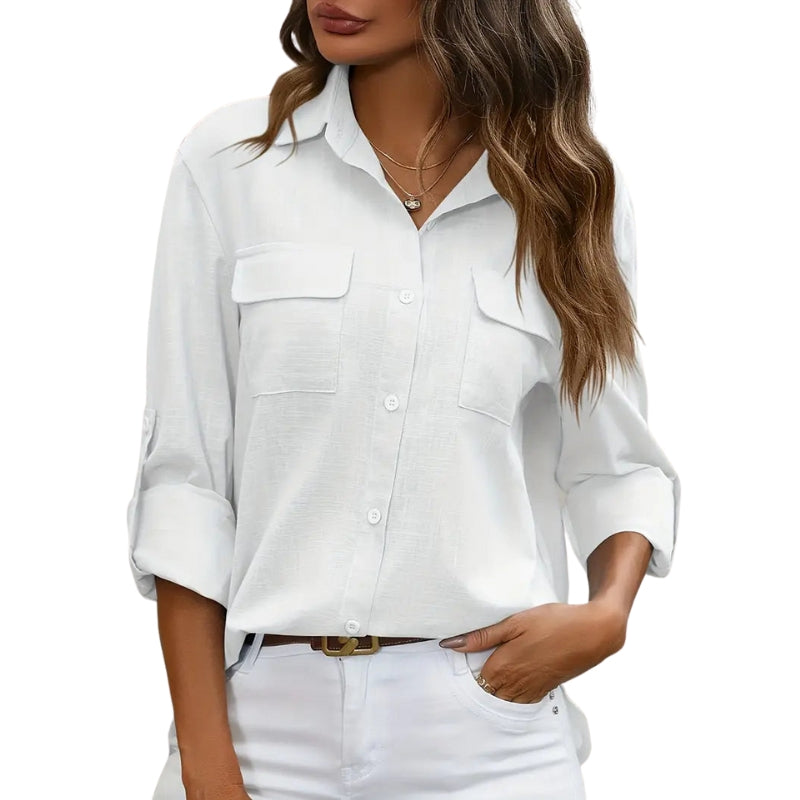 Chemise Élégante Manches Longues Col V