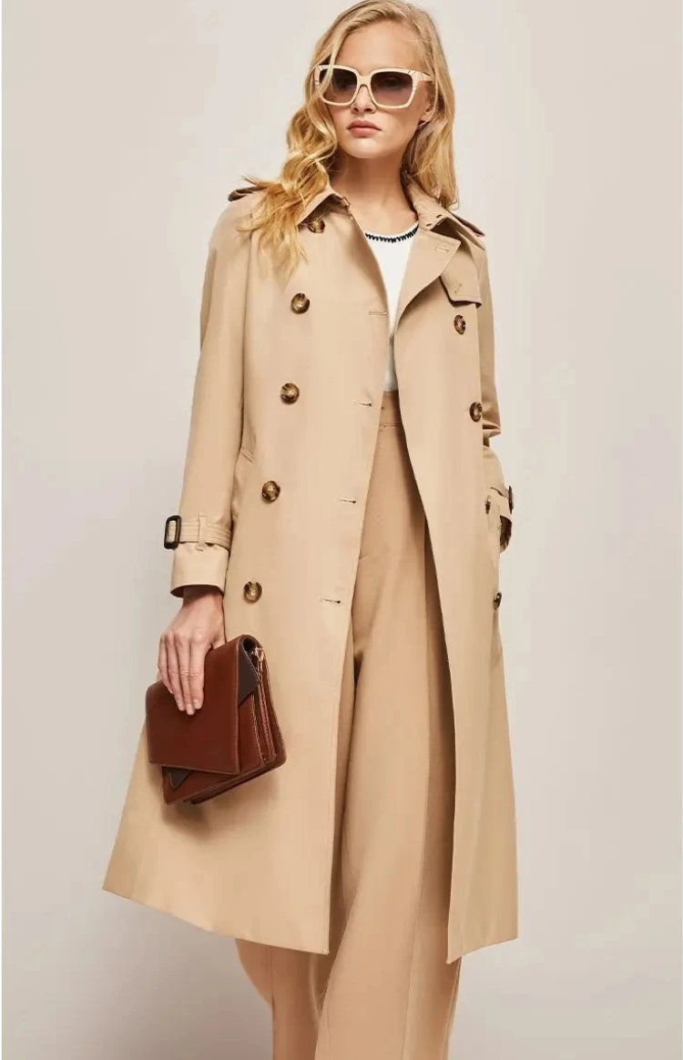 Manteau Femme Long Élégant avec Col Revers