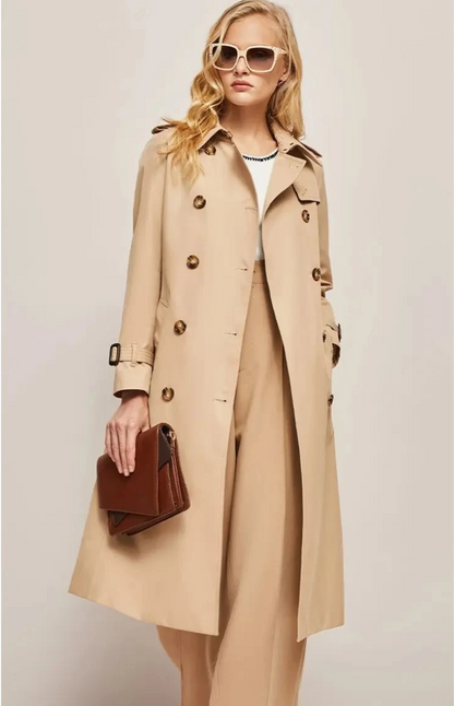 Manteau Femme Long Élégant avec Col Revers