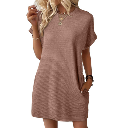 Robe Femme Décontractée Col Rond Poches Pratiques
