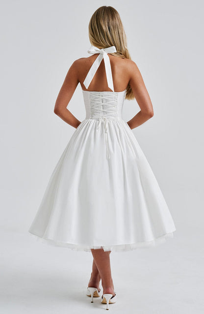 Robe de mariée invitée midi élégante pour femmes