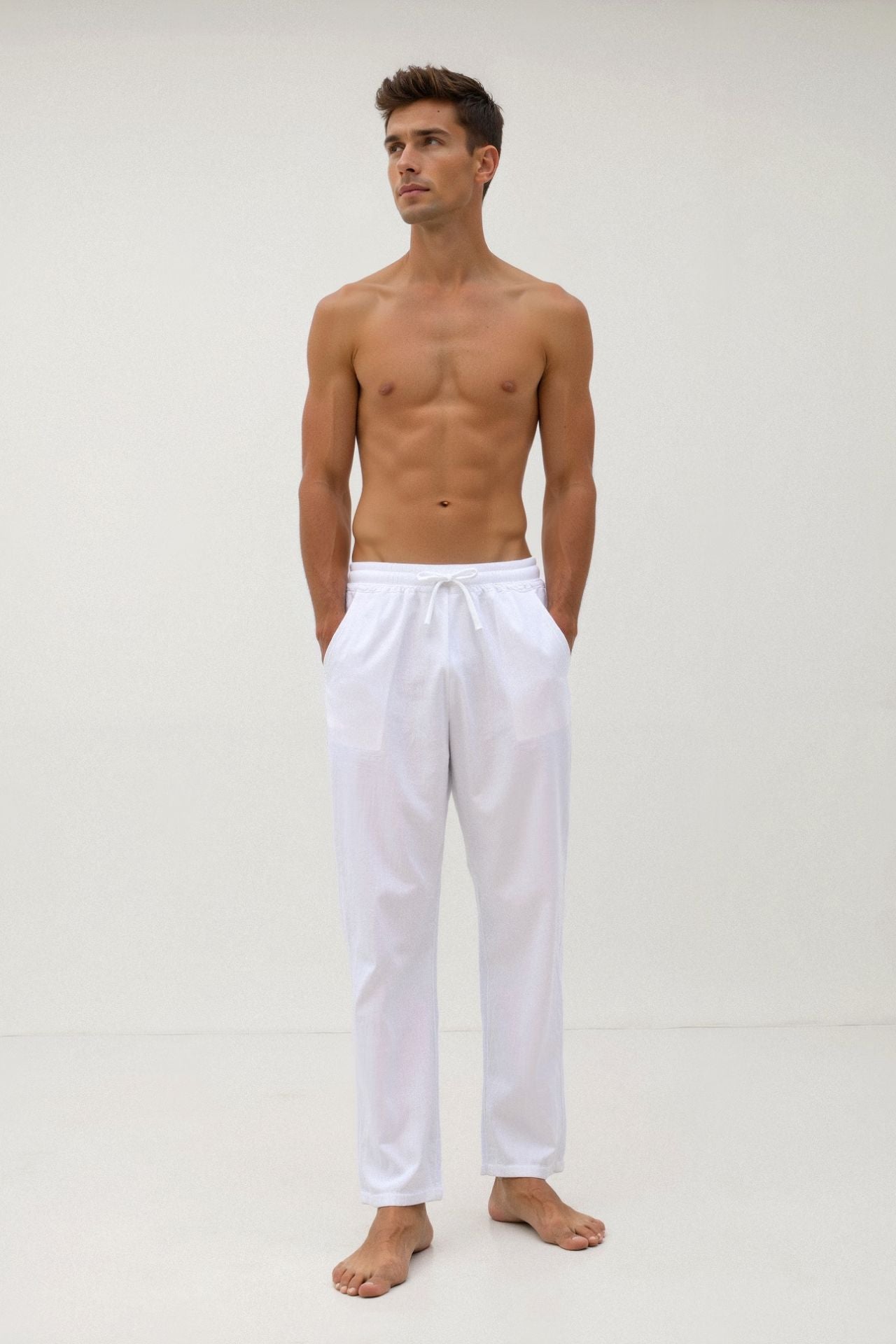 Pantalon de survêtement Homme Blanc avec Cordons de Serrage