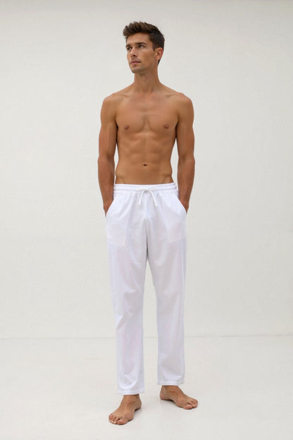 Pantalon de survêtement Homme Blanc avec Cordons de Serrage